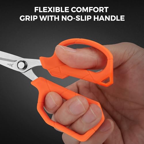 KastKing Paradox 4.5-Inch Fishing Scissors, Stainless Steel Precision Fishing Line Cutters With Non-Slip Grip, Protective Sheath, and Neck Lanyard, Small Scissors for Braided Fishing Line - style: A: 4.5" Braid Scissors