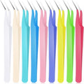 Honoson 9 Pieces Curved Pointed Craft Tweezers Stainless Steel Precision Tweezer with Protective Cover for Rhinestones Dried Flowers Craft Stickers Eyelash Extension Jewelry Making(Macaron Colors) - color: Macaron Colors
