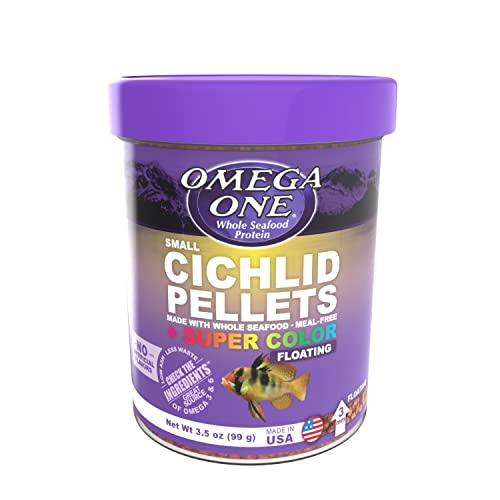 Omega One Super Color Floating Cichlid Pellets, 3mm Small Pellets, 3.5 oz Container - size: 1 Count (Pack of 1)