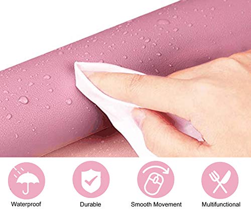 SUJAYU Dual Sided PU Leather Desk Pad, Mouse Pad, Office Desk Mat, Non-Slip Laptop Desk Pad, Waterproof Desk Writing Pad for Office and Home (23.6" x 11.8", Pink+Purple) - color: Pink+purple, size: 11.8" x 23.6"
