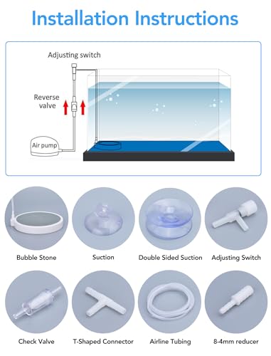 4 Inch Air Stone Kit for Aquarium & Hydroponics (2 Pack), Ultra-Silent Nano Bubble Diffuser with Heavy Base, High Dissolved Oxygen Aerator for 30-100 Gallon Fish Tank & DWC System