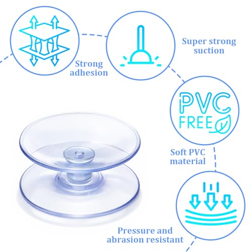 30 Pcs Double Sided Suction Cups, 0.8/1.18/1.4 Inch Clear Plastic Sucker Pads Without Hooks Non-Slip Small Suction Cups for Glass Table, Mirror, Aquarium