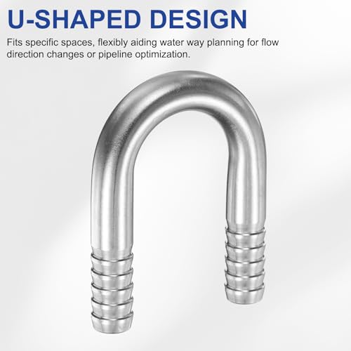 PATIKIL 9/16" (14mm) x 9/16" (14mm) Hose Barb Fittings, 1 Pcs 304 Stainless Steel U Shaped Joint Connector Barbed Fitting Metal Splicer - size: 9/16" (14mm)