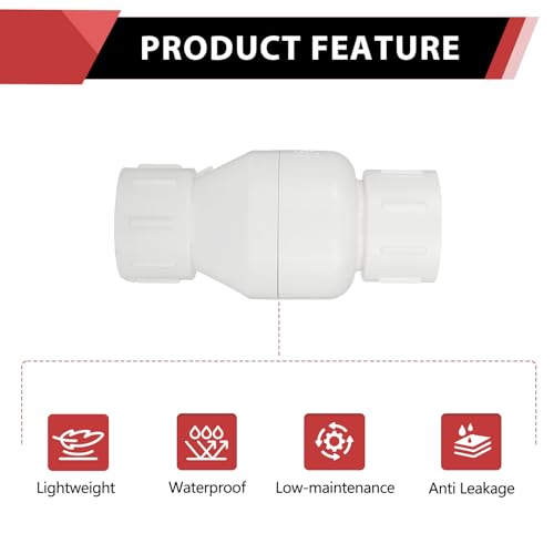 (Pack of 10) EFIELD 1/2 Inch PVC Inline Check Valve, Schedule 40, Solvent Connections, PVC Spring Check Valve,(PVC047-5-10PCS) - size: 0.5 Inch