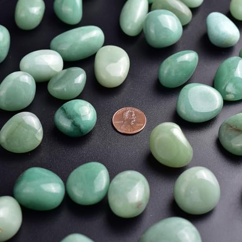 Polished Aventurine Crystal Bulk - 0.8" Colorful Tumbled Stone Chips Rocks, 7 oz Crushed Sea Glass Large Stones for Healing, Reiki, Crafting, Home Decor - color: Aventurine, size: 0.8"