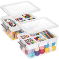 Citylife 17 QT Plastic Storage Box with Removable Tray Craft Organizers and Storage Clear Storage Container for Organizing Bead, Tool, Sewing, Playdoh, 2 Packs - size: 17 Qt- 2 Pack