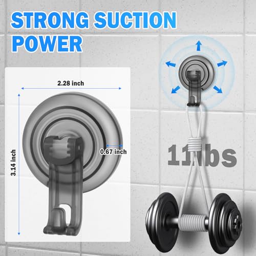 TACGEA Suction Cup Hooks for Shower, Powerful Vacuum Shower Hook for Towel, Robe, Loofah - Reuseable and Removeable Bathroom Hook, Gray, 6 Pack - color: Gray, size: 6 Pack