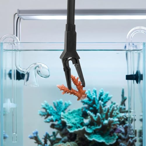 3Pcs Fish Tank Tweezers: Aquarium Feeding Tongs 19.7inch - Serrated Tip Planting Clamp Tool - Aquascaping Fish Tank Accessories for Coral Maintenance
