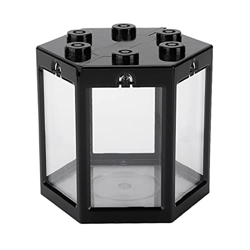 Gazaar Mini Fish, Small Hex Shape Fish, Hexagon Betta Fish Goldfish, Mini Aquarium, Desktop Plastic Fish for Living Room Office Home Decor (Black)