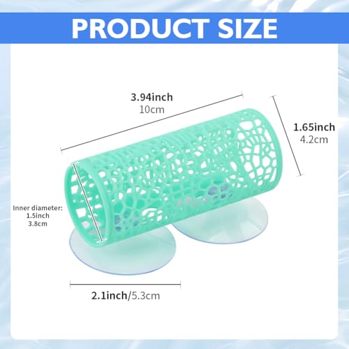 Bett-a Tunnel Bett-a Cave with Suction Cups Small Hole Hollow Cave Safer for Small Fish & Shrimp, Aquarium Decor & Hideout Tube(Color:Green)