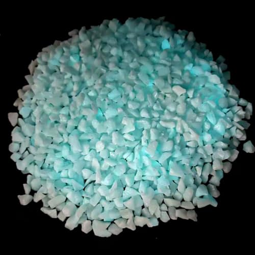 HappyFiller Blue Glow in the Dark Crushed Sand Broken Glass Pieces Crush Terrarium Rocks Stones for Home Centerpieces,Crafts,Resin Arts,Plants Decoration,Vase Fillers,Candle Holder Decor,1.3 LB - color: Blue Glow