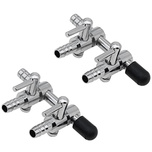 2 Pcs Stainless Steel Air Splitter Flow Control Valve 2-Way Fish Tank Air Flow Control Lever Valve Distributor Splitter Aquarium Control Valve Accessories