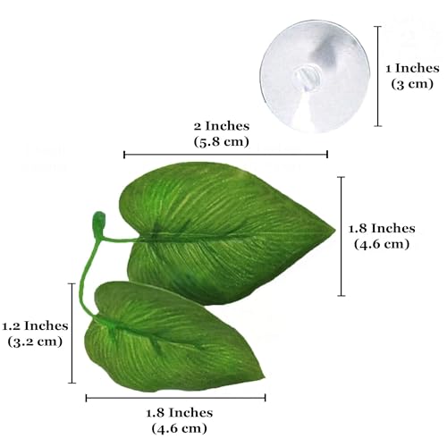SunGrow Betta Fish Leaf Hammock, Twin Leaf Design with Suction Cup, 2-Pack - Comfortable Resting, Breathing & Breeding Pads, Easy Install, Simulates Natural Habitat for Healthier Betta - size: 2 Inches
