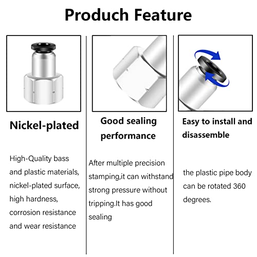 1/8 Female Npt Air Fittings Push to Connect Fittings,CEKER 5/16 Od x 1/8" Female NPT Air Lines Fittings Male Thread Pneumatic Fitting 5/16 Tubing Fitting Push in Connector Quick Connect 5Packs - size: 5/16" OD X 1/8" FNPT