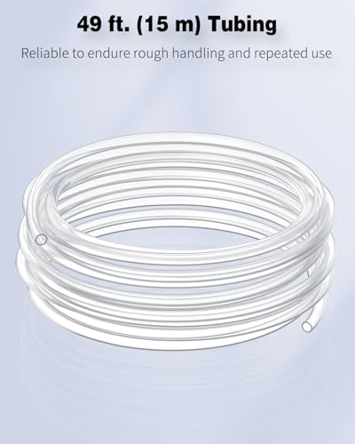 Pawfly 49 Feet Aquarium Airline Tubing, ID 1/2" Clear PVC Flexible Plastic Tube for Aquarium Garden Pond Fountain - size: 1/2" ID, style: 49 Feet