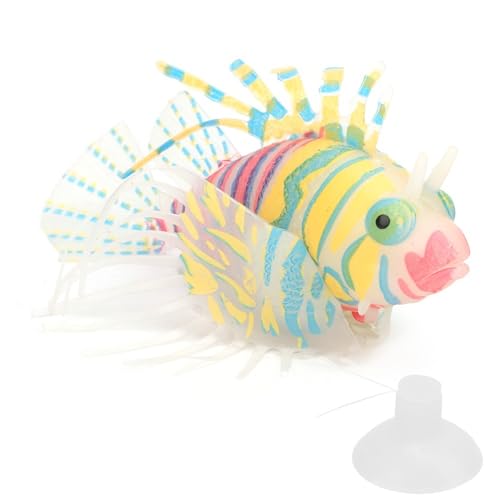 Silicone Simulation Fish Aquarium Sculpture Glowing Lifelike Fish Decoration Fluorescent Suction Cup Ornament for Tank(Pink Orange) - style: Pink Orange