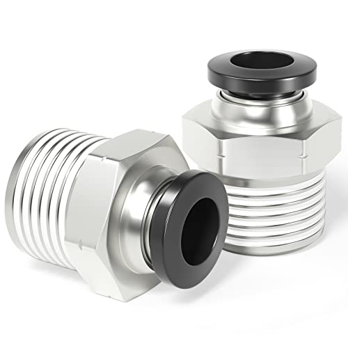 TAILONZ PNEUMATIC Male Straight 3/8 Inch Tube OD x 1/2 Inch NPT Thread Push to Connect Fittings PC-3/8-N4 (Pack of 20) - size: 3/8"OD x 1/2"NPT