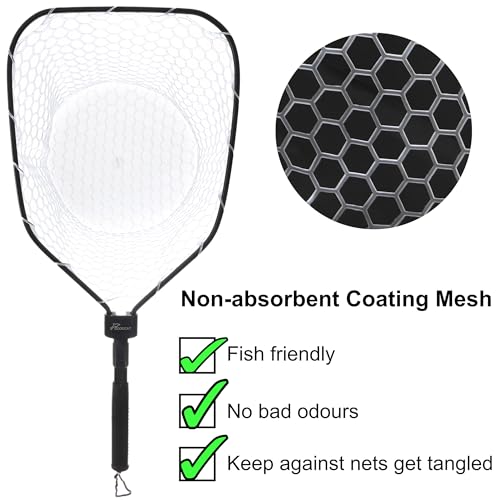 GOODCAT Fly Fishing Net, Bass Trout Landing Net, Folding Fishing Nets Fresh Water, Safe Fish Catching or Releasing, Fly Fishing net Magnetic Release - color: A:Square-Extend Length:24.6"