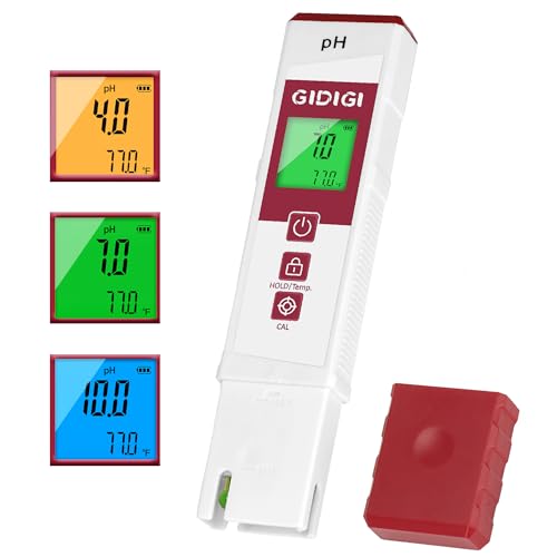 pH Meter for Water with Color Display pH Test Strip Function Pro Digital pH Level Tester ATC pH Calibration Kits Water Quality Tester for Pool Spa Hot Tub Hydroponics Aquarium Drinking Water - color: White