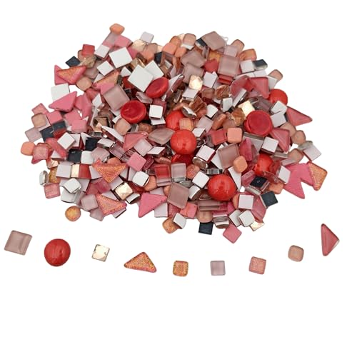 1.1LB Mixed Color Irregular Crystal Mosaic Tiles, Tiny Mini Mosaic Tile DIY Hobbies Handmade Crystal Craft for Craft Bathroom Kitchen Home Decoration DIY Art Projects (Pink Series) - color: Pink Series