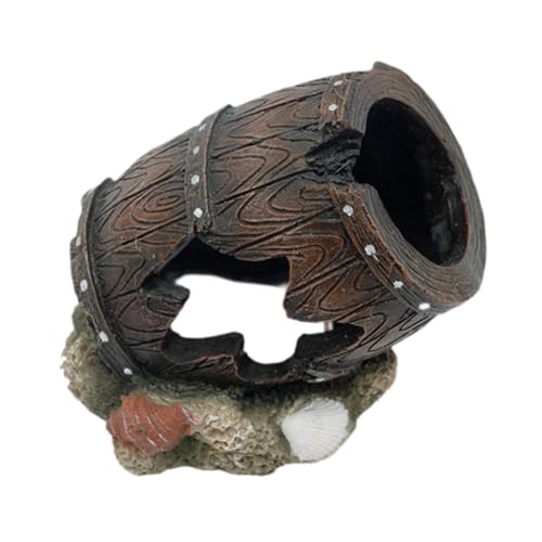 Fish Tank Decoration Rock Cave House Landscaping Figurine Aquarium Hideaway Barrel Fish Tank Ornament Barrel