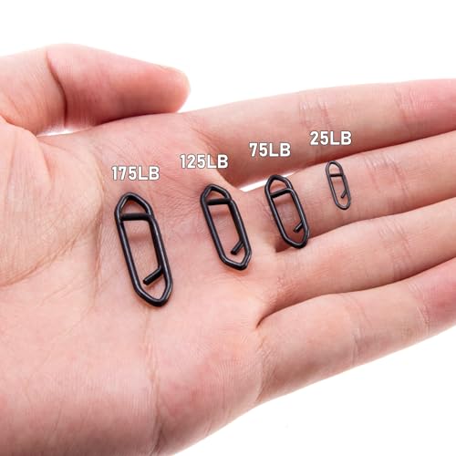 Dr.Fish Fishing Power Clips Stealth Stainless Steel Speed Lure Clips Quick Change Fishing Snap Connector Saltwater Freshwater Terminal Tackle - size: L-150LB-1"
