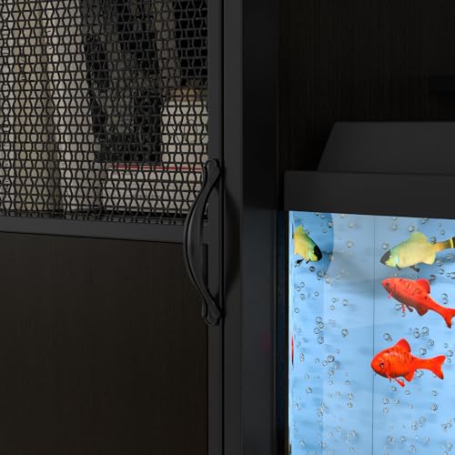 YOXIER 55-75 Gallon Fish Tank Stand,Aquarium Stand with Power Outlets and Cabinet,Heavy Duty Wood Aquarium Stand with Cabinet for Fish Tank Accessories Storage US Fast Arrive