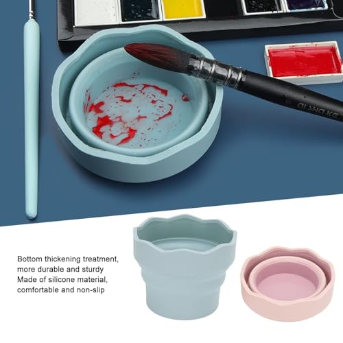 Collapsibles Paint Brush Washer, 2Pcs Collapsibles Water Bucket for Painting Silicone Watercolor Cup Portable Water Cup for Painting