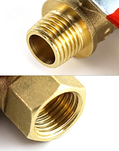 QWORK Ball Valve, 3 Pcs 1/4" Heavy Duty Brass Ball Valve Shut Off Switch, 1/4" Male x Female NPT Thread Pipe Fitting Air Compressor Shut Off Valve