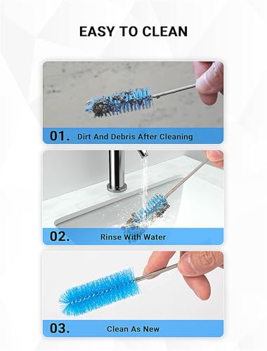 SARDVISA Flexible Long Drain Brush Tool with Large Double Elastic Nylon Ends, Stainless Steel Tube Cleaner Brush for Kitchen, Sink, Drain Pipe, and Long Pipe Cleaning, 2 Straw Cleaning Brushes