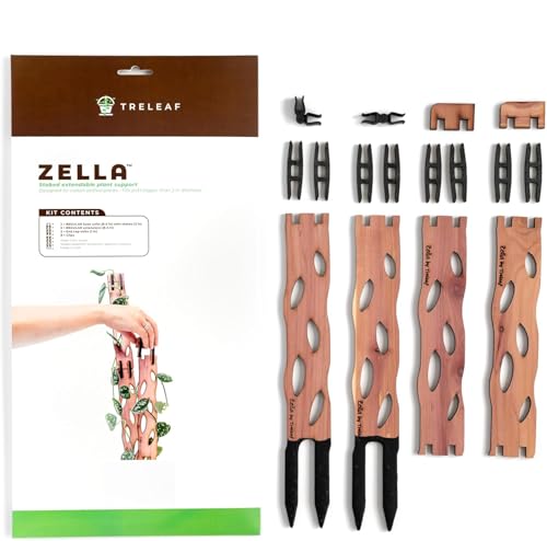 Treleaf Zella Regular Starter Kit – Wooden Extendable Plant Trellis for Indoor Climbing Houseplants – Modular Plant Support with 2 Bases + 2 Extensions - Moss Pole Alternative - size: Regular - Starter Kit