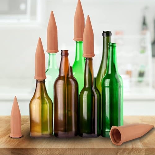 Tcamp 15 Pack Terracotta Watering Spikes, Plant Watering Devices Wine Bottle Automatic Plant Self Watering Spikes for Vacations, Self-Watering Stakes for Indoor Outdoor Plants - size: 15Pack