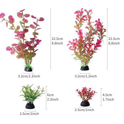 COMSUN 10 Pack Artificial Aquarium Plants, Small Size 4 inch Approximate Height Fish Tank Decorations Home Décor Plastic Pink - color: Pink