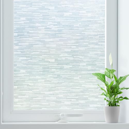 rabbitgoo Window Privacy Film, Frosted Glass Window Film Static Cling Covering, Non Adhesive Privacy Clings Vinyl, Removable Frosting Sticker for Home Decoration, White, 17.5 x 78.7 Inches - color: White Silk, size: 17.5" x 78.7"