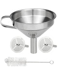 Resin Funnel, Resin Filter Funnel with Strainer 3D Printer Stainless Steel Funnels for Filtering and Recycling UV SLA/DLP/LCD Photosensitive Resins, with Cleaning Brush