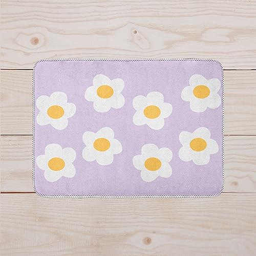 Daisy and Lavender Pink Floor Mat Bathroom Decor Kitchen Mat Home Decor Bathroom Rug Danish Pastel Non-Slip Rugs Front Indoor Doormat Floor Mat Easy Clean Shoe Scraper Patio Lawn 18x30 Inch - color: Color 4, size: 18*30inch