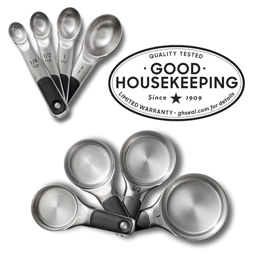 OXO Good Grips 8 Piece Stainless Steel Measuring Cups and Spoons Set - size: 8 count, style: Set