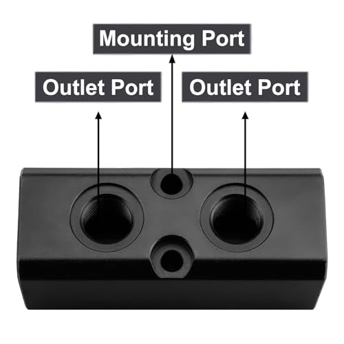 Air Manifold, 2 Way 4 Port Air Compressor Manifold, Air Hose Inline Manifold Block Splitter, Pneumatic Manifold Air Distribution Block, NPT 1/2 Inch Supply Port, NPT 1/4 Inch Output Port(BLACK) - size: 1PSC 2 Way 4 Port（Black）