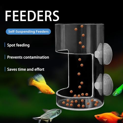 Fish Feeder Orbicular Automatic Fish Feeders Reduced Filter Clogging Tank Suitable for All Kinds of Food Tank Accessories - color: Transparent Circle