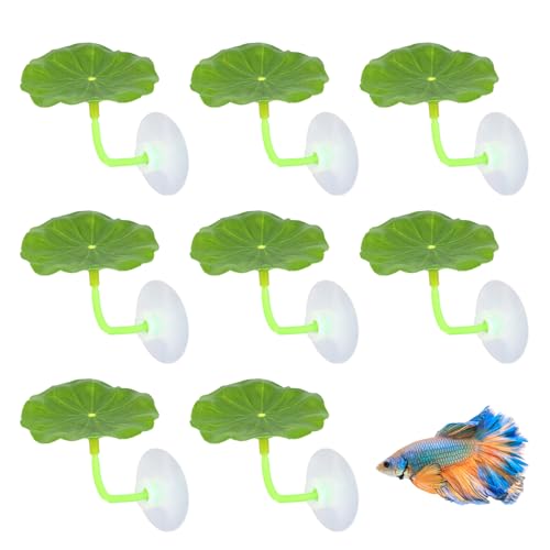 8pcs Betta Leaf Hammock Set, Soft Plastic Aquarium Decor Hideout with Suction Cups Fish Tank Resting Bed for Betta Fish Sleeping Hiding Playing Aquatic Plants Decor Accessories