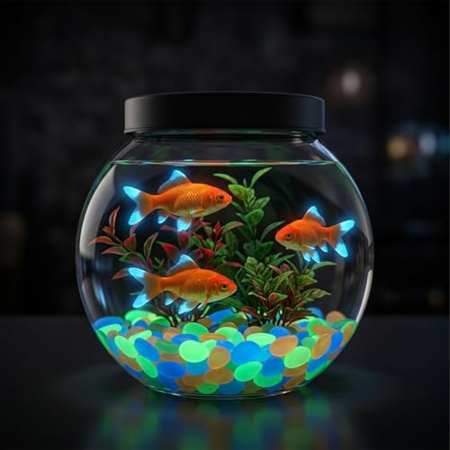 Larrel 100PCS Luminous Stones, Glow in The Dark Stones, Color Glow in The Dark Rocks, Luminous Pebbles, Colorful Cobbles for Aquarium, Fish Tank, Garden, Patio, Terrace, Lawn, Yard, Driveway, Walkway