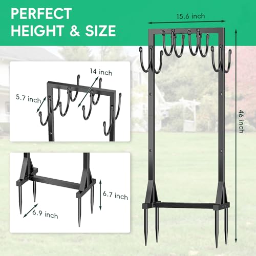 Kcysta Garden Hose Holder Freestanding, Double-Sided Water Hose Holders for Outside, Heavy Duty Metal Hose Stand Hanger Storage Rack