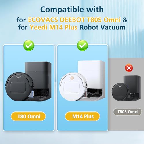 T80 OMNI Replacement Parts for ECOVACS DEEBOT T80 Omni/for Yeedi M14 Plus Robot Vacuum and Mop, includes Main Brushes, Roller Mops, Hepa Filters, Dust Bags, and Side Brushes - style: T80 Omni
