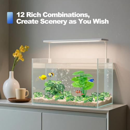 12 Pcs Betta Fish Tank Decor，Silk Aquarium Plants Green Fish Tanks Decoration Plants, Aquarium Decorations Green Plants