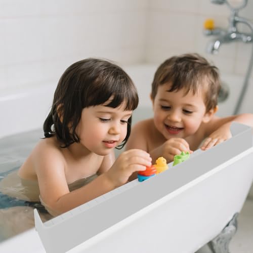 Jalopink Premium Splash Guard for Bathtub – Waterproof Bathtub Water Guards to Prevent Splashing, Easy Installation, Adjustable Bathtub Splash Guard for a Clean and Dry Bathroom（Gray）