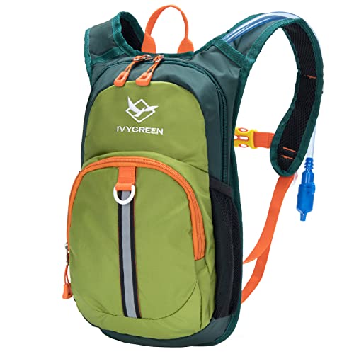 Ivygreen Kids Hydration Backpack, Hiking Backpack for Boys or Girls with 1.5L Water Bladder - color: Army Green, size: Small