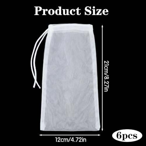 salbsever 6 Pcs Filter Media Bag, Reusable Aquarium Media Bag Extra Fine Mesh Bags Nylon Drawstring Bags for Fish Tank 4.7''x8.3''