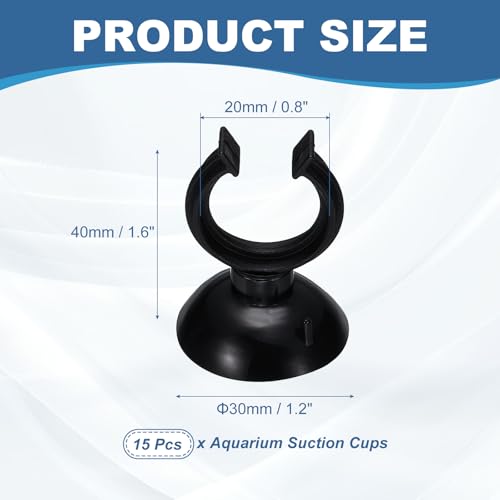 Aquarium Suction Cups, Fish Tank Suction Cups Clips Airline Tube Holders Clamps (Plastic, 15Pcs, Black) for 0.8" Fish Tank Airline Tubing Binding Moss Shrimp Nest, 20x30MM - color: Black, size: 20x30MM