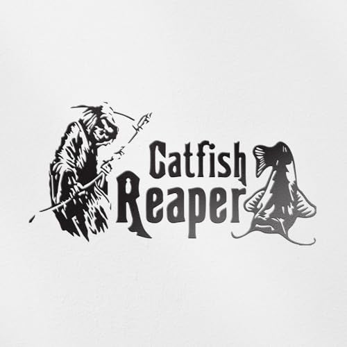 Decal Stickers of Catfish Reaper Fishing #2 (Black) (Set of 2) Premium Waterproof Vinyl Decal Stickers for Laptop Phone Accessory Helmet Car Window Mug Tuber Cup Door - BICVER1570832BLW19Y24 - color: Black, size: 6.8'' x 3.3''