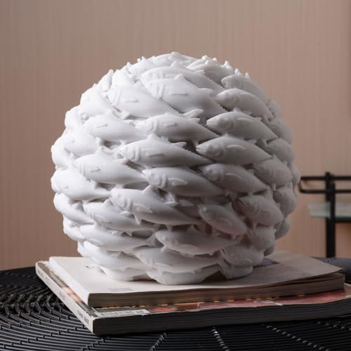 HAUCOZE Modern Sculpture Home Decor Fish Figurine Statue Abstract Art Table Centerpiece Gift for Living Room Polyresin 13.0 Inch